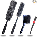 Refined Long Handle Car Wheel Brush Arsenal, Soft Wheel and Rim Brush,Tire Brush, Bendable & Durable Car Wheel Rim Cleaner Brush Set for Cleaning Wheel and Tire, Large, Grey & Black