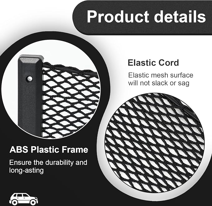 2 Pcs Boat Storage Net Bag, ABS Plastic Car Framed Mesh Net Holder, Phone & Cargo Organizer with Screws for Auto, Rv, Boat, Pontoon, Truck Pocket Storage (32 x 8 Inch)