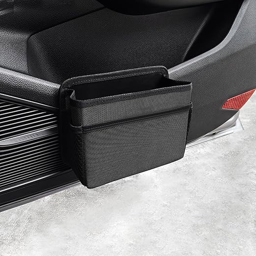 Collapsible Car Trash Can, Vehicle Garbage Organizer Holder Bin with One Roll Trash Bag, Waterproof Hanging Mini Auto Dustbin Accessories Storage Container for Vans, SUVs