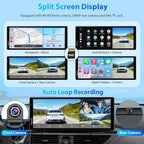 CARPURIDE W903S Wireless Carplay & Android Auto Screen with 3 Channel Dash Cam, 4K Front &1080P Rear, 1080P Infrared Cabin Camera for Cars with 64GB Card, Loop Recording, Bluetooth