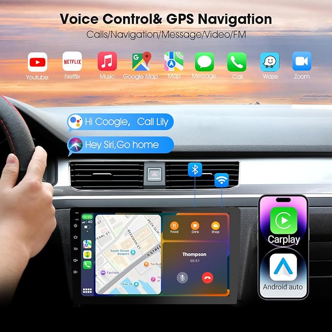 Carplay Screen for Car,10.1 inch Wireless CarPlay & Android Auto,Backup Camera,Double Din Car Stereo,GPS Navigation,ZLink,Audio Receivers,Music Player (10.1 inch)
