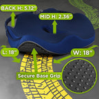 Medium Truck Seat Cushion for Truck Driver Seat Cushion - Upgraded Back Support, CertiPUR-US® Certified - Thick Memory Foam, Pain Relief for Hours of Driving, Trucker Approved Big Rig - Navy