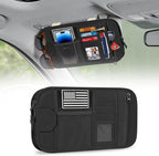 Car Sun Visor Organizer, Tactical Car Accessories with Zipper Storage Pouch, Glasses Clip Card Sleeve Pocket, Multi-Pocket Visor Organizer Fits Most Cars, SUVs, Trucks