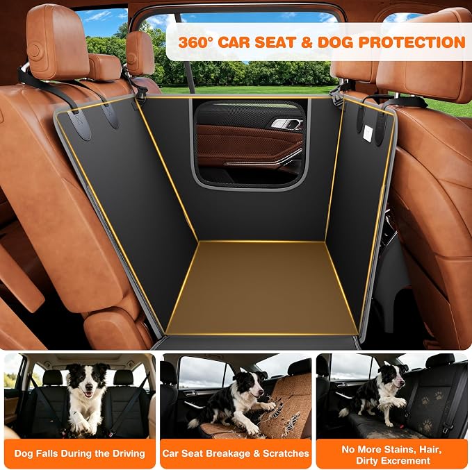 Half Dog Car Seat Cover for Back Seat - Waterproof Dog Half Hammock for Cars with Mesh Window,Scratchproof Pet Backseat Protector,Perdurable,Non-Slip Booster Seat for Small,Medium and Large Dogs