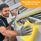 16 Pcs Car Microfiber Towels Buffing Drying Wash Cleaning Cloths Plush Large Towels Thick Care Polishing Detailing Waxing Scratch Proof Towel, 15.75 x 15.75 Inch (Yellow)