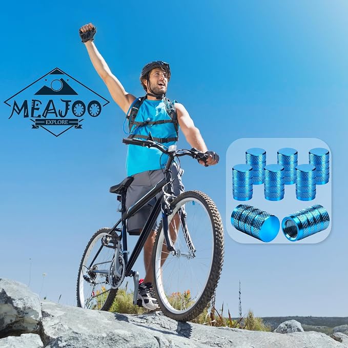 8PCS Tire Valve Stem Caps, Dust Proof, Anodized Aluminum Universal Tire Valve Stem Covers for Cars, SUV, Trucks, Bikes, Motorcycles, Bicycles(Light Blue)