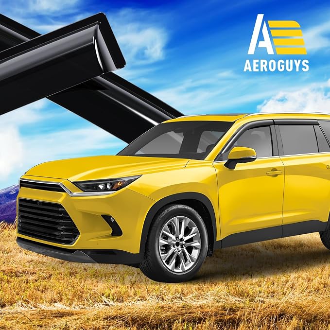 Extra Durable Window Deflectors Tape-On Window Visors Rain Guards Fit for Toyota Grand Highlander 2024-2026, Sun Visors, Wind Vent for Shades, Exterior Car Accessories - 4pcs. AG0879