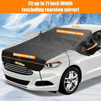 Windshield Cover for Ice and Snow, Heavy Duty 600D Oxford Fabric, Prevent Rainwater, Sunscreen, Snow Prevention, 6* Straps, 2*Rear View Mirror Sleeve, Extra Large Size for Car, SUV, Mpv and Sedans