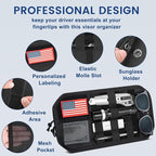 Car Sun Visor Organizer, Multi-Pocket Tactical Visor Storage with Zipper and Sunglasses Holder Clip, Semi-Rigid Molle Panel Car Visor Accessories for Truck, SUV, Patrols, Pickups