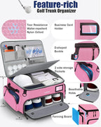 Golf Trunk Organizer, Waterproof Car Golf Locker with Separate Ventilated Compartment for 2 Pair Shoes, Golf Storage for Balls, Tees, Cap, Clothes, Gloves, Accessories, Gifts for Men, Women