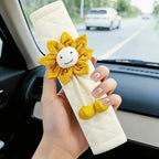 Soft Auto Seat Belt Cover Seatbelt Shoulder Pad Cushions 2 PCS for a More Comfortable Driving Universal Fit for All Cars and Backpack Off-White Orange Sunflower