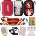 Car Roadside Emergency Kit with Battery Jumper Cables,Car Accessories for Men or Women,Automotive Safety Kit for Car,Vehicle, Truck or SUV,Gifts for Men or Him,Red