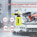 High Pressure Washer Gun Snow Foam Lance, 4000 PSI Cannon Foam Blaster Power Washer with 1/4" Quick Connector, Car Wash Foam Cannon Kit with 5 Pressure Washer Nozzle Tips, 1 Liter