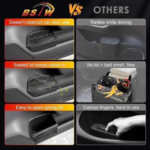 for RAV4 Trash Can for 2026 Toyota RAV4 Small Car Trash Bin for 6th Gen RAV 4 Driver Side Front Door Pocket Trash Garbage Bin w/Lid for 2026 Toyota RAV4 Accessories