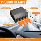 12 Volt Car Heater Defroster 4 Ports Portable Windshield Defogger Defroster Fast Heating Heater Kit for Truck Car Automobile Windscreen Winter