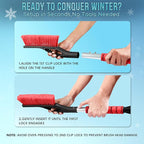 27" Aluminum Car Snow Scraper and Brush (Red) | Scratch-Free Weaved Bristle Head with Metal Body Ice Scraper for Car Windshield | Tough Ice Scraper with Ergonomic Foam Grip for Cars | 1 Pack
