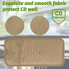 Car CD & DVD Holder - Large Capacity CD Visor Case, Vehicle Visor Storage Organizer with 12 Disc Sleeves, 1 Mesh Pocket 1 Pen Holder and & Elastic Band (Khaki)