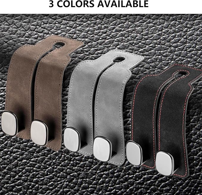 1 Pack Black Leather Car Headrest Hooks Purse Bag Storage Holders for Car Seats