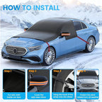 Windshield Cover for Ice and Snow - Heavy-Duty Winter Frost Guard with Side Mirror Pockets, Waterproof All-Weather Windproof Car Window Cover for Cars, Trucks, SUVs