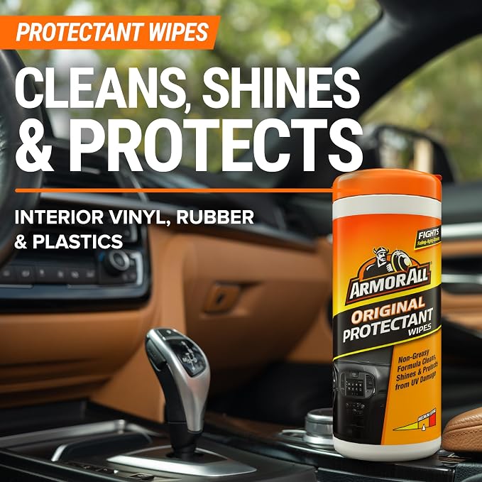 Interior Car Cleaning Wipes Kit, Disinfects, Protects, and Cleans Car Interiors, Includes Leather Care Wipes, Glass Wipes, Disinfectant Wipes, and Protectant Wipes, 4 Count