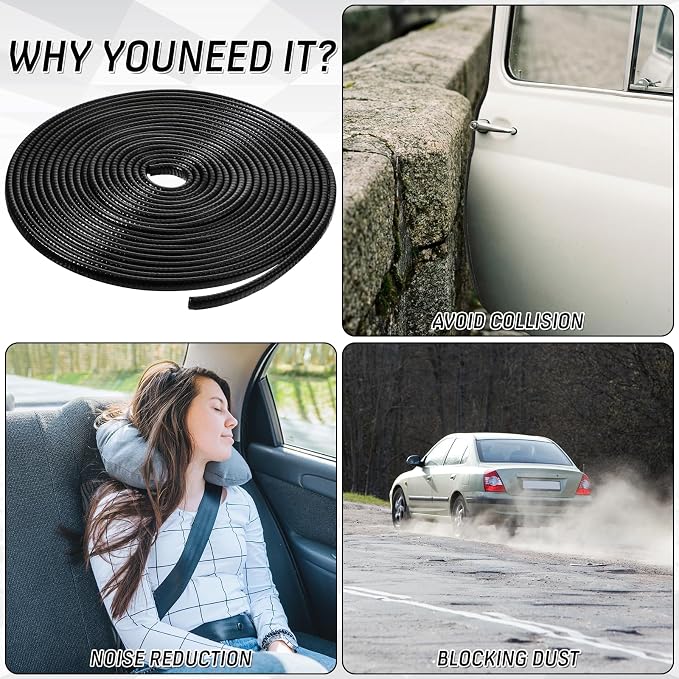 65Ft(20M) Door Edge Guard Black Car Door Edge Protector, PVC U Shape Trim with Metal Sheet No Adhesive Needed Easy to Install Universal Fit for Most Vehicles