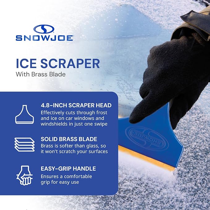 SJEG01 Edge Ice Scraper, Rust-Resistant Frost Remover for Car Windshield, Long Handle for Quick Ice Removal