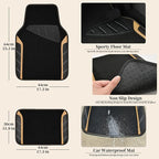 Microfiber Steering Wheel Cover and Waterproof Car Floor Mats,Leather Universal Car Combo Fit for 95% Truck,SUV,Cars,14.5-15inch Sporty Anti-Slip Safety Comfortable Design(Black and Beige)