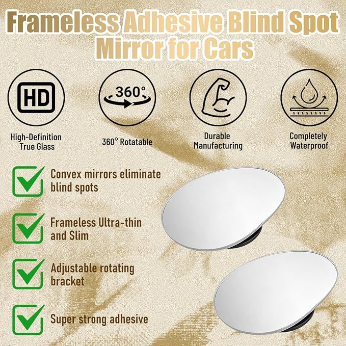 4PCS Car Blind Spot Mirror, Wide Angle Clear HD Glass Convex Side Rear View Mirror to Reduce Blindspot, Auto Exterior Rear View Accessories for Wide Angle, Universal Fit (StyleD)