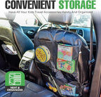 Back Seat Cover for Kids + 4 Pocket Storage Organizer, 2 Pack X-Large Waterproof Kick Mats Backseat Protector, Car Seat Back Protectors for Vehicles to Protect from Dirt, Mud & Scratches