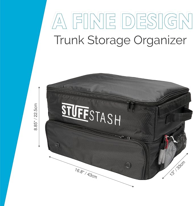 Golf Trunk Organizer for Car – Rigid, Won’t Collapse | Ventilated Shoe Compartment, Adjustable Dividers & Mesh Pockets | Golf Gift for Men & Women | Premium Car Trunk Storage Organizer