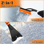 Snow Brush & Ice Scraper, 27 Inch, Ice Scrapers for Car Windshield, Detachable Snow Removal Tool with Ergonomic Foam Grip for Cars Trucks Suvs (Heavy Duty Abs, PVC Brush)
