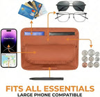 Car Visor Organizer – Sun Visor Storage Pouch Holder for Vehicle Truck SUV, PU Leather Auto Interior Accessories for Registration Document, Gas Card & Sunglasses, Universal Fit (Oranger) | Keeps Registration, Cards & Sunglasses Neatly Within Reach