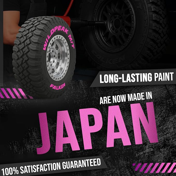 Color Tire Paint Pen - Waterproof Permanent Paint Pens for Car Wheels Lettering | Car Wash Safe and Durable | Made in Japan (Pink, 1 Pen)