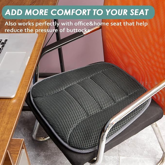 Car Seat Cushion for Driving, Breathable 3D Air Mesh, Non-Slip Bottom, Comfort Car Seat Protector, Car Seat Pad Also Works with Truck and Office Chair Home