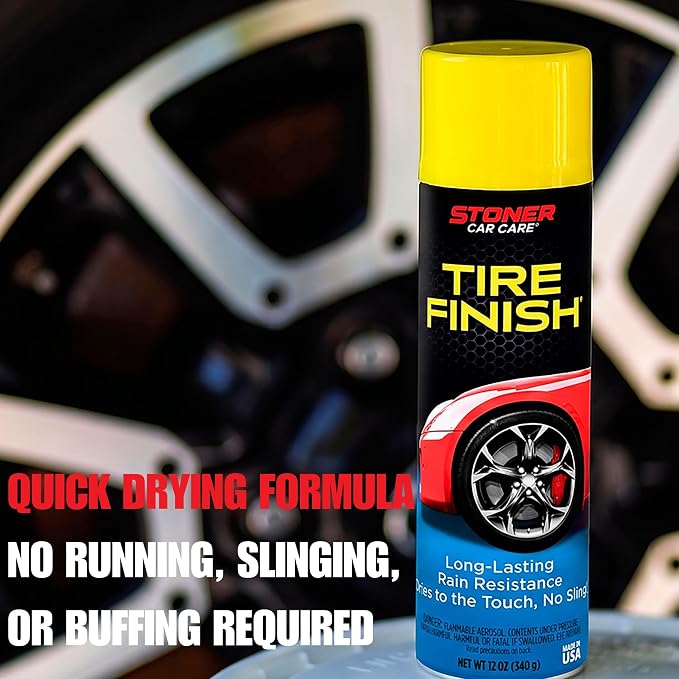 91094 More Shine Tire Finish – Tire Shine Spray Restores Deep Matte Black Finish with Long-Lasting Rain-Resistant Protection, Dry-to-Touch – 12 oz