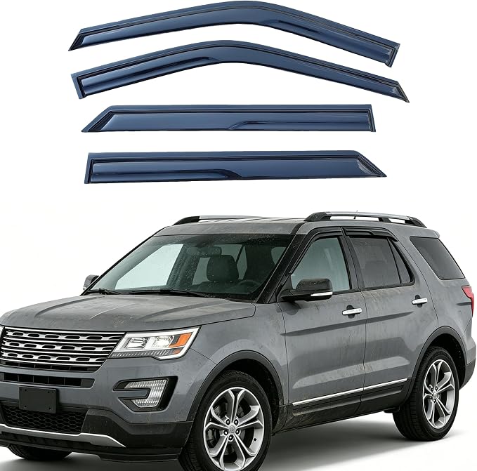 Tape On Window Visors Rain Guards Compatible with 2020-2025 Ford Explorer, Side Vent Visor Window Deflector Shade for Explorer 20-25,Rain Deflectors for Car Windows,Truck Accessories-4pcs