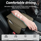 Car Center Console Cover, Upgraded Leather Car Armrest Cushion with 2 Storage Pockets, Universal Waterproof Cushion Pad, Non-Slip Car Interior Accessories, Fits Most Sedans SUVs Trucks (Beige)