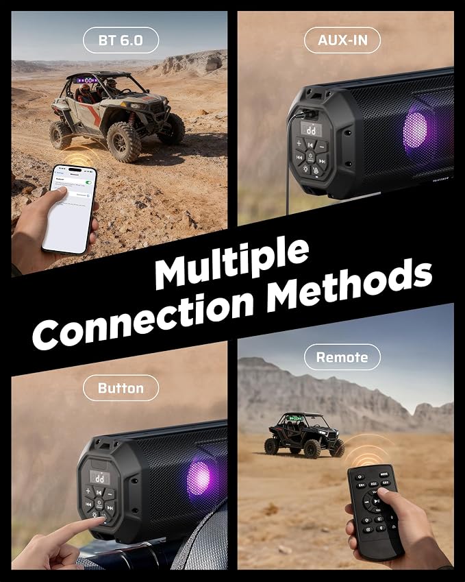 35 Inch 8 Speaker UTV Sound Bar, Bluetooth Golf Cart Speakers [Color Changing RGB & Strobe Light] IP66 Waterproof ATV Speaker System, SXS SoundBar Compatible with Polaris RZR CFmoto Can-Am