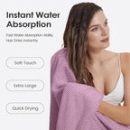 Microfiber Bath Towels, Large Bathroom Towel 2 Pack (30" x 60"), Oversized, Soft, Super Absorbent and Fast Drying, Multipurpose Use for Sport, Fitness, Yoga, Diamond Cross Grid Purple