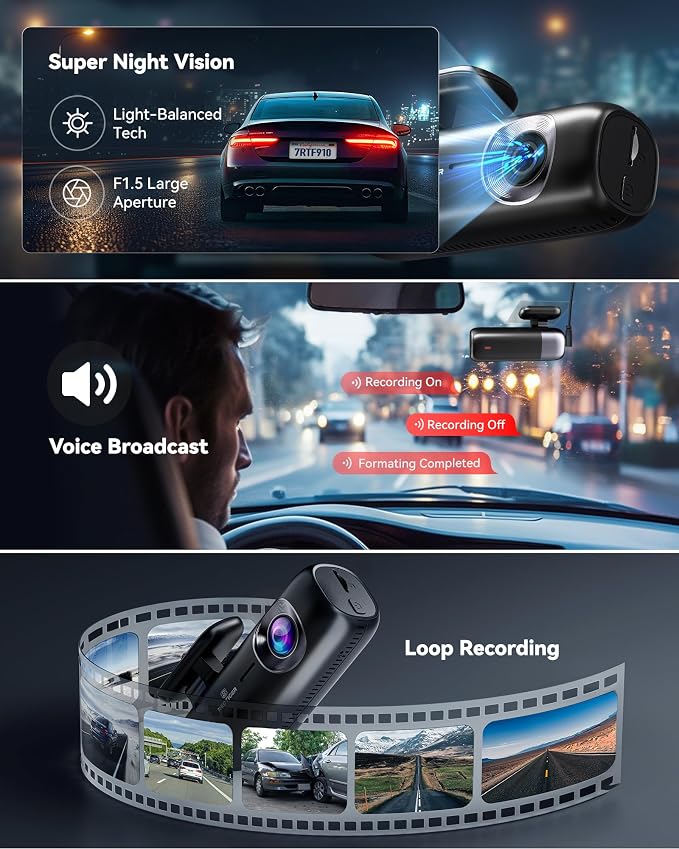 F9 4K Dash Cam Front and Rear 1080P, 5.8GHz WiFi & Smart App Control Car Camera, 2160P/FHD Wireless Dashcam for Cars with Precise GPS, WDR Night Vision, Loop Recording, 24H Parking Mode