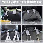 Car Seat Headrest Hook, Car Headrest Hidden Hook, 4 Pack Universal Auto Car Back Seat Hook Organizer for Purse Coat, Car Interior Accessories (Gray)