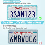 2 Pack Bling License Plate Frames for Women, Sparkly Rhinestone Diamond Car Accessories with Glitter Crystal Caps (Lake Blue)