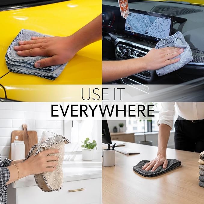 AllSwipe Multi-Purpose Microfiber Towels for Cars Microfiber Cleaning Cloth Multi Color Drying Towels Car Detailing for Wash Interior and Glass, 14 x 12 Inch - 24 Pack