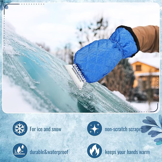 Ice Scraper with Glove Waterproof Ice Scrapers for Car Windshield No Scratch Comfortable Removal Snow Mitt Glove Windproof Warm for SUV Vehicle Truck Snow Quickly Removal