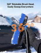 47.2" Ice Scrapers for Car Windshield and Extendable Snow Scraper with Foam Grip and 360° Pivoting Brush Head for Christmas Car Auto Truck SUV(Blue)