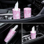 Car Tissue Holder, 4 Pack Car Cup Holder Facial Tissues with Travel Tissue Bag, Quick and Convenient Flower Combination Car Tissue Box(4 Canisters/200 Tissues) Pink