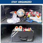 Car Trunk Organizer with Lid, Collapsible Multi Compartment SUV Organizer with Non-Slip Base Adjustable Straps
