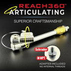 SKÖG Chuck Mates Reach360 Articulating 7-inch Extension for Tire Inflators | 1/4" F-NPT & Schrader Adapter | Dually Trucks RV Bicycle Car Semi