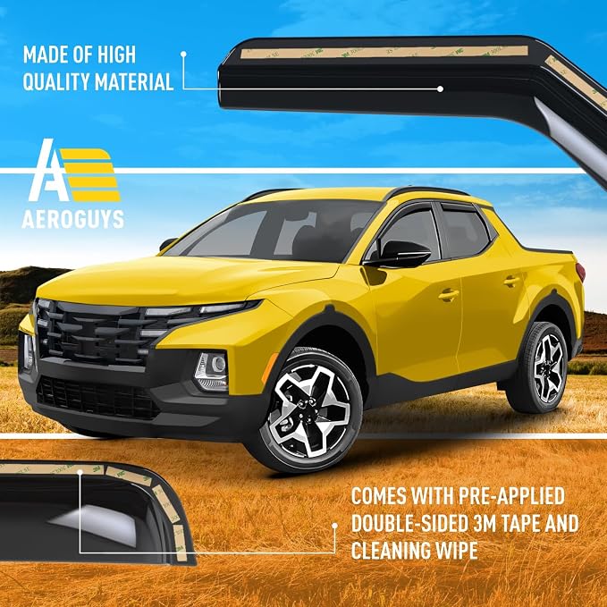 Extra Durable Window Deflectors in-Channel Window Visors Rain Guards Fit for Hyundai Santa Cruz 2022-2026, Sun Visors, Wind Vent for Shades, Exterior Car Accessories - 4pcs. AG0482