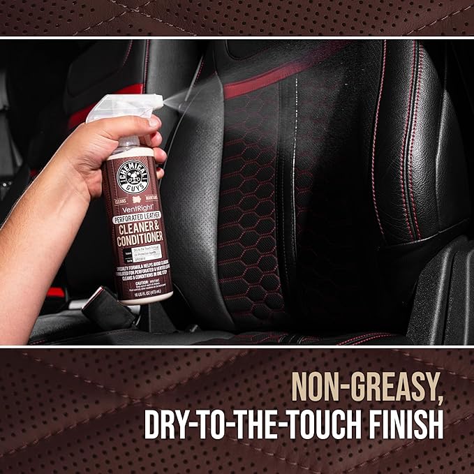 VentRight Perforated Leather Cleaner and Conditioner Deep Cleaning Leather Cleaner for Ventilated Seats with Added Protection Removes Dirt, Oils, Residue and Grime 16 oz